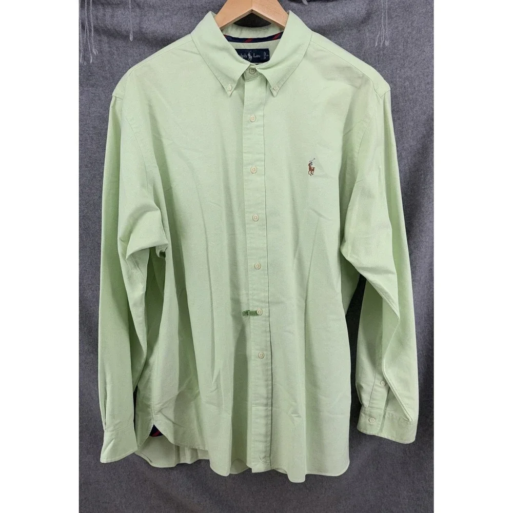 Polo Ralph Lauren XXL 2XL Solid Lime Green Oxford Long Sleeve Classic‎ Fit